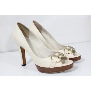 GUCCI White Leather High Heels